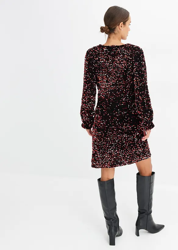 Paillettenkleid in schwarz von hinten (Totalaufnahme) - bonprix