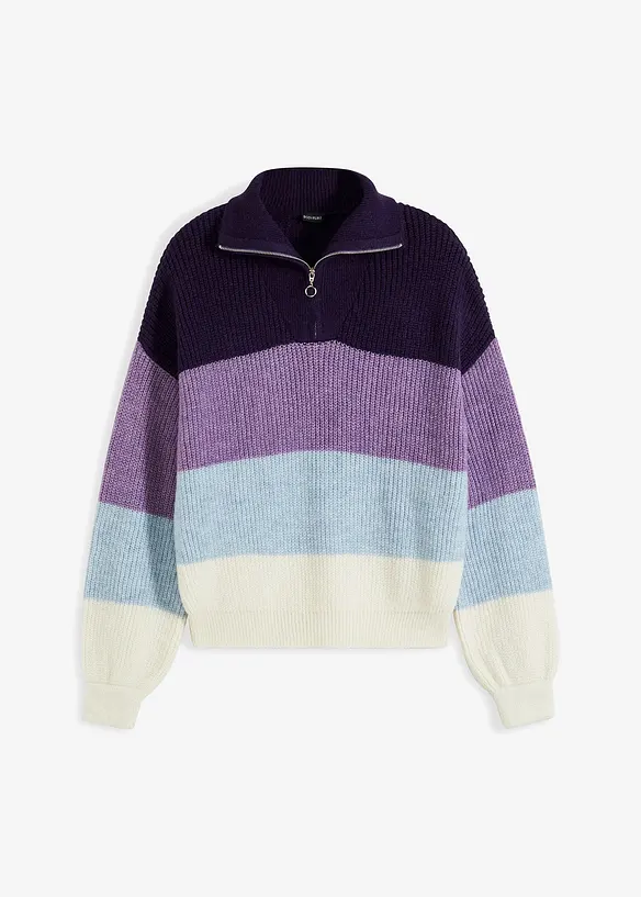 Troyer Pullover in lila von vorne - bonprix
