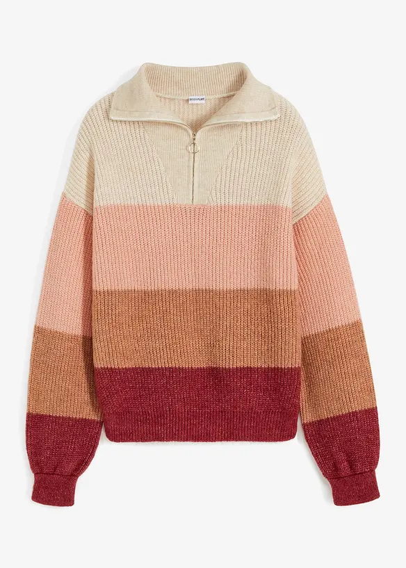Troyer Pullover in beige von vorne - bonprix