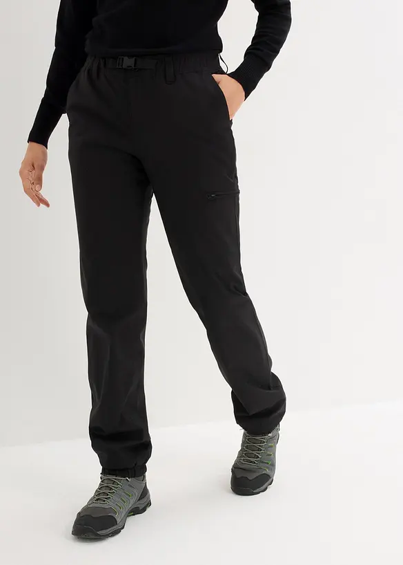 wasserdichte Funktionhose mit Fleecefutter und Taschen in schwarz von vorne - bonprix