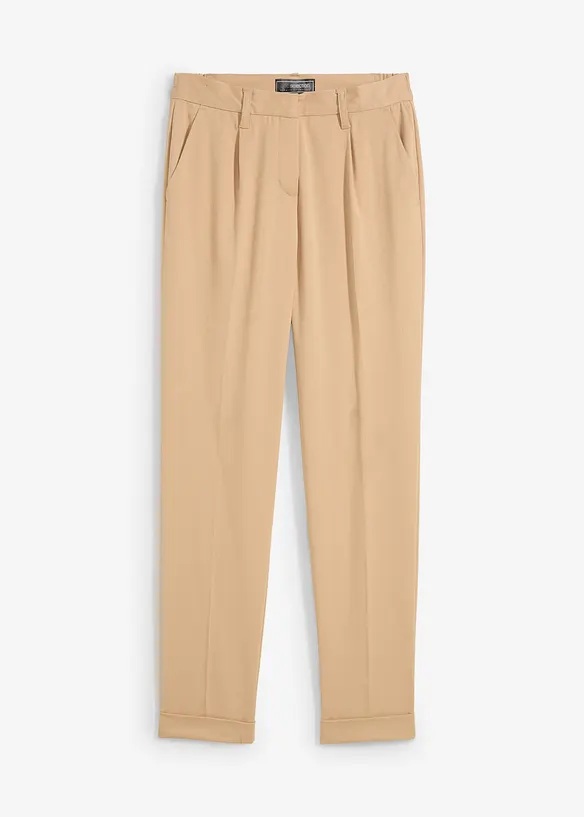 Schmale Hose mit Aufschlag in beige von vorne - bonprix