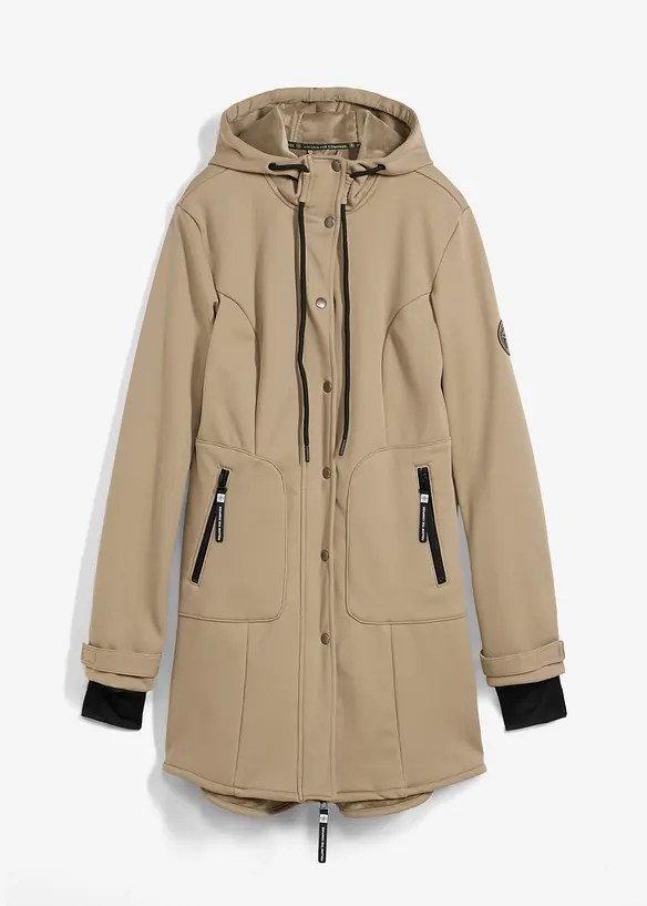 Super Stretch Softshell-Parka, wasserabweisend in grün von vorne - bonprix