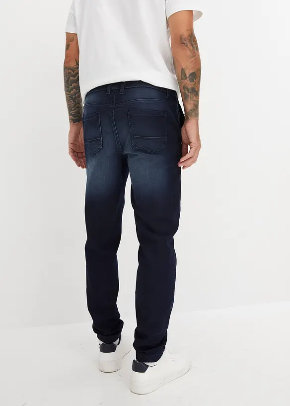 Regular-Fit Jeans-Jogger mit Dehnbund, Straight in blau von hinten - bonprix