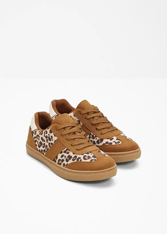 Sneaker im Animal-Look in braun - bonprix