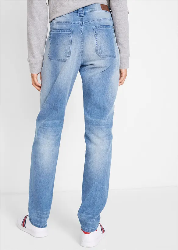 Boyfriend-Jeans Mid Waist Komfort-Stretch in blau von hinten - bonprix