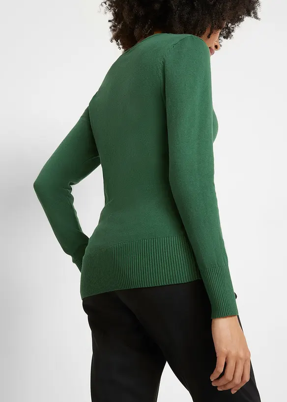 Feinstrickpullover in grün von hinten (im Anschnitt) - bonprix