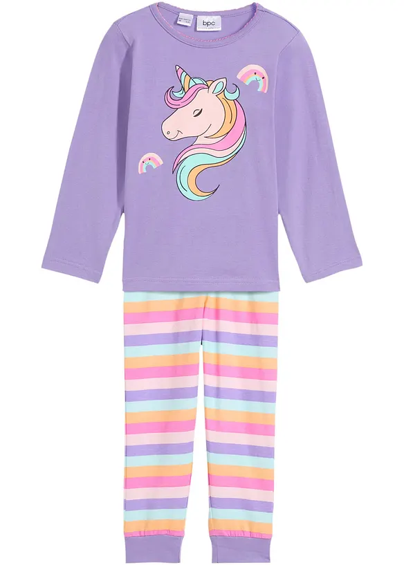Pyjama aus weicher Baumwolle (2-tlg. Set) in rosa von vorne - bonprix
