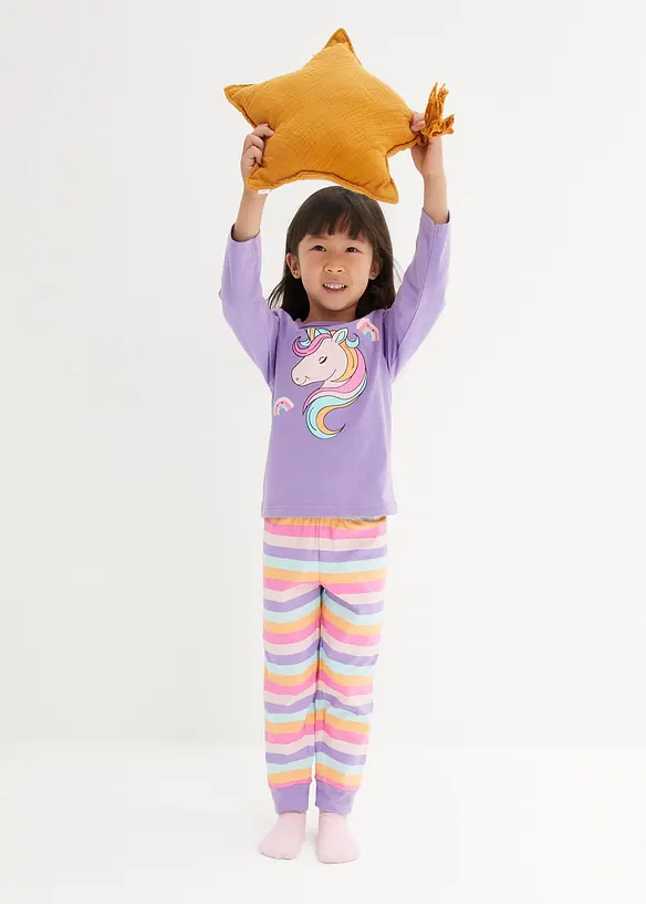 Pyjama aus weicher Baumwolle (2-tlg. Set) in rosa von vorne (Totalaufnahme) - bonprix