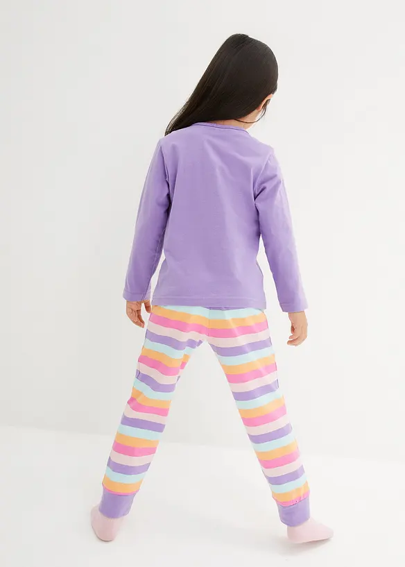 Pyjama aus weicher Baumwolle (2-tlg. Set) in rosa von hinten (Totalaufnahme) - bonprix