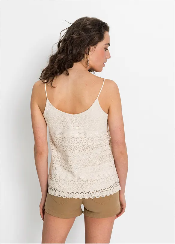 Top aus Baumwolle in beige von hinten (im Anschnitt) - bonprix