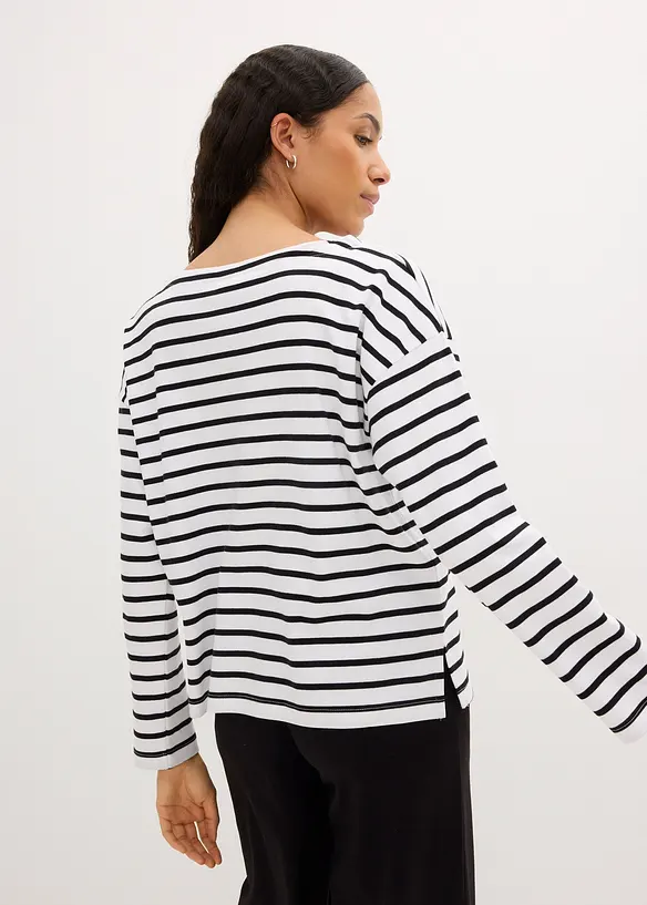 Langarmshirt aus reiner Bio-Baumwolle, (2er Pack) in weiß von hinten (im Anschnitt) - bonprix Langarmshirt aus reiner Bio-Baumwolle, (2er Pack) in weiß von hinten (im Anschnitt) - bonprix