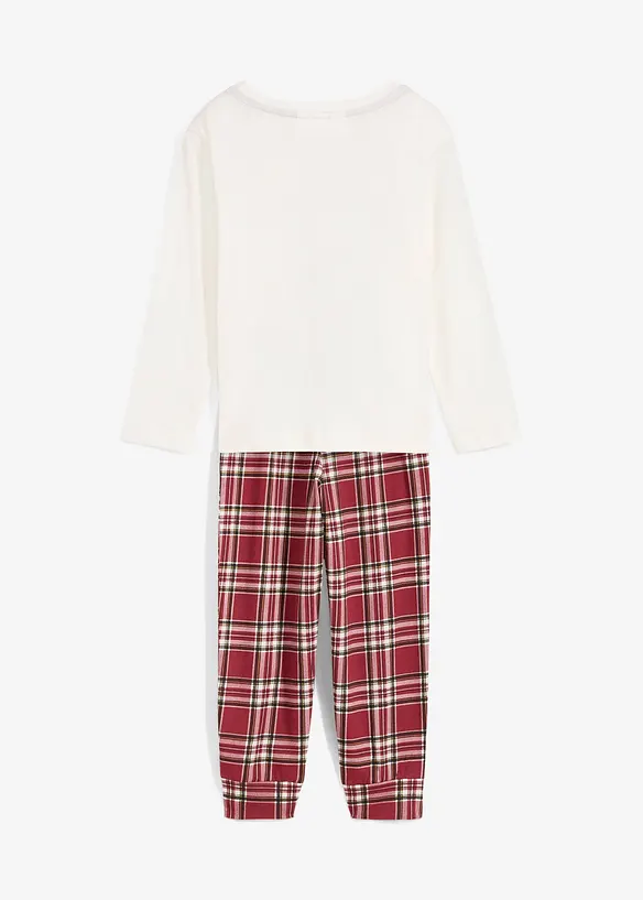 Pyjama mit Bio-Baumwolle (2-tlg. Set) in weiß von hinten - bonprix