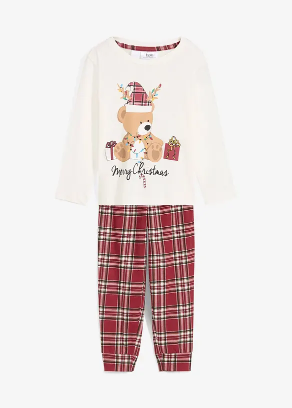 Pyjama mit Bio-Baumwolle (2-tlg. Set) in weiß von vorne - bonprix