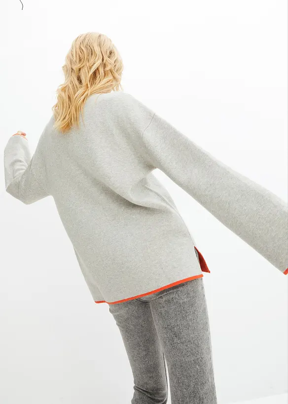 Wende-Pullover aus Feinstrick in grau von hinten (im Anschnitt) - bonprix Wende-Pullover aus Feinstrick in grau von hinten (im Anschnitt) - bonprix