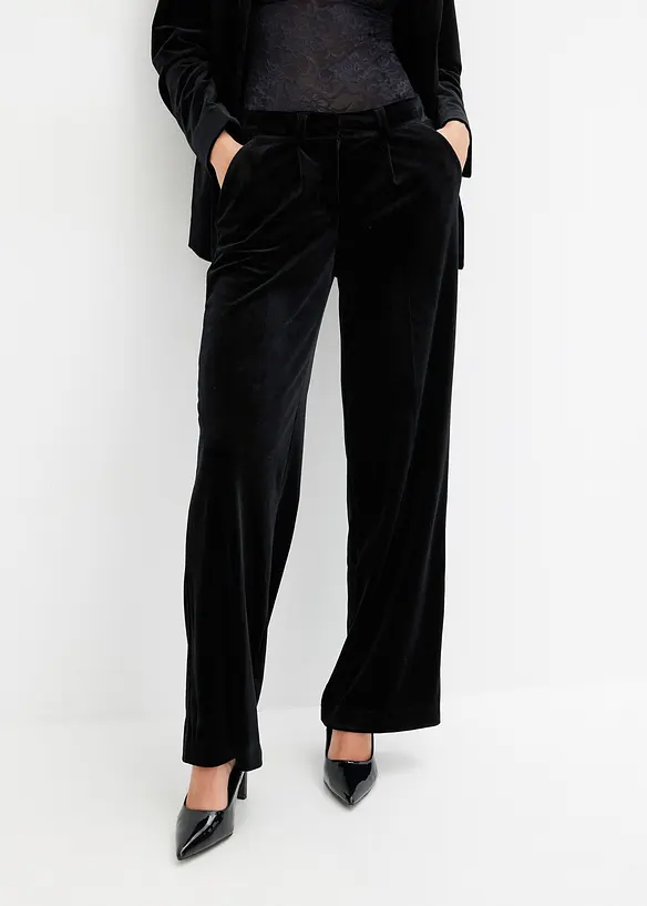 Hose aus softem Samt in schwarz von vorne - bonprix Hose aus softem Samt in schwarz von vorne - bonprix