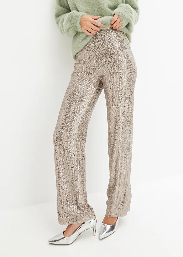 Paillettenhose in grau von vorne - bonprix