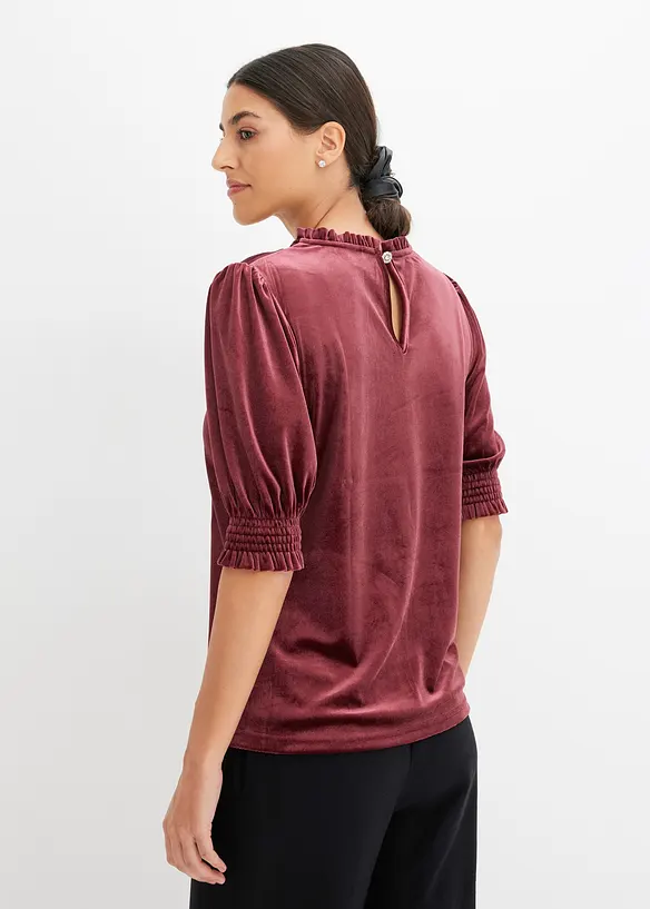 Shirt aus softem Samt in rot von hinten (im Anschnitt) - bonprix