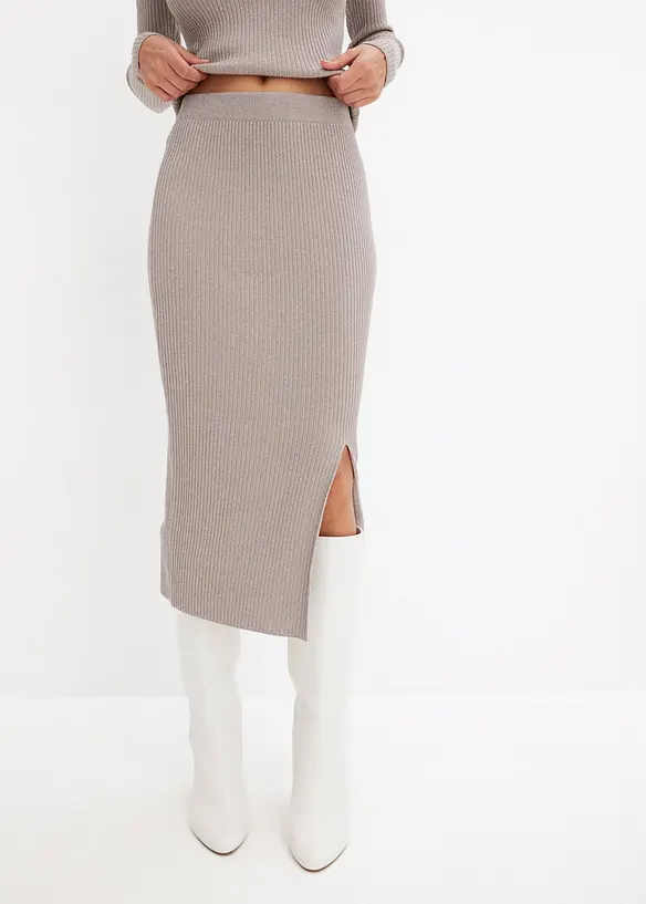 Strickrock aus softem Viskose-Mix in grau von vorne - bonprix Strickrock aus softem Viskose-Mix in grau von vorne - bonprix