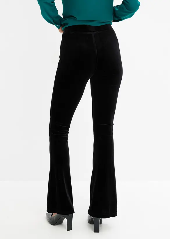 Leggings aus softem Samt in schwarz von hinten - bonprix