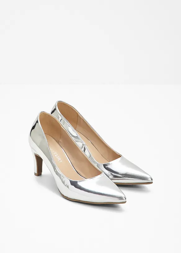 Pumps in Lack-Optik in silber - bonprix