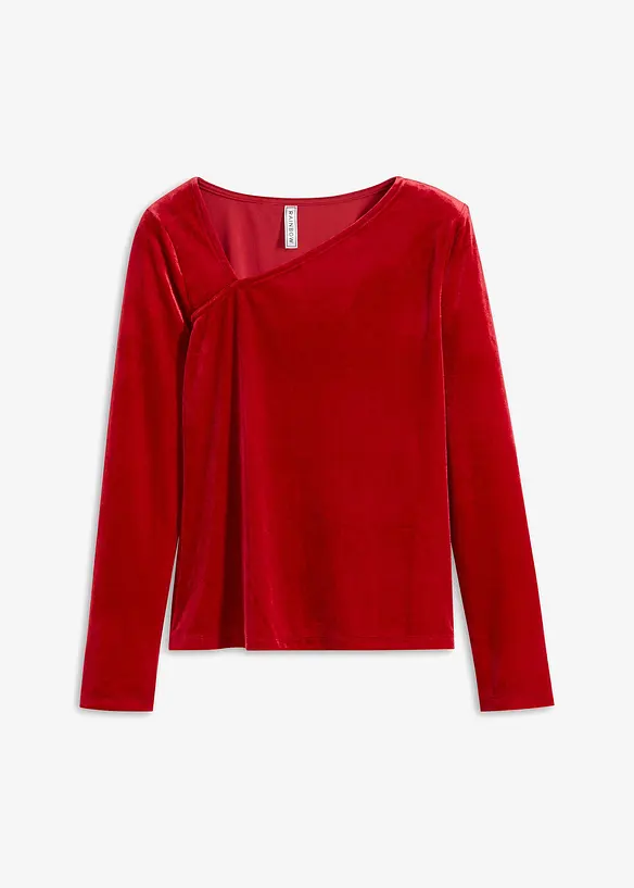 Shirt aus softem Samt in rot von vorne - bonprix