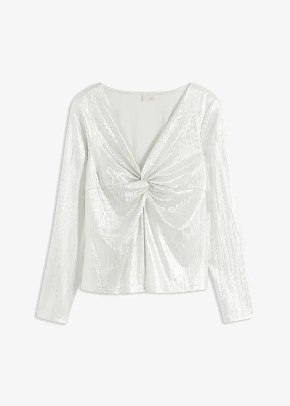 Langarmshirt mit Glitzergarn in weiß von vorne - bonprix