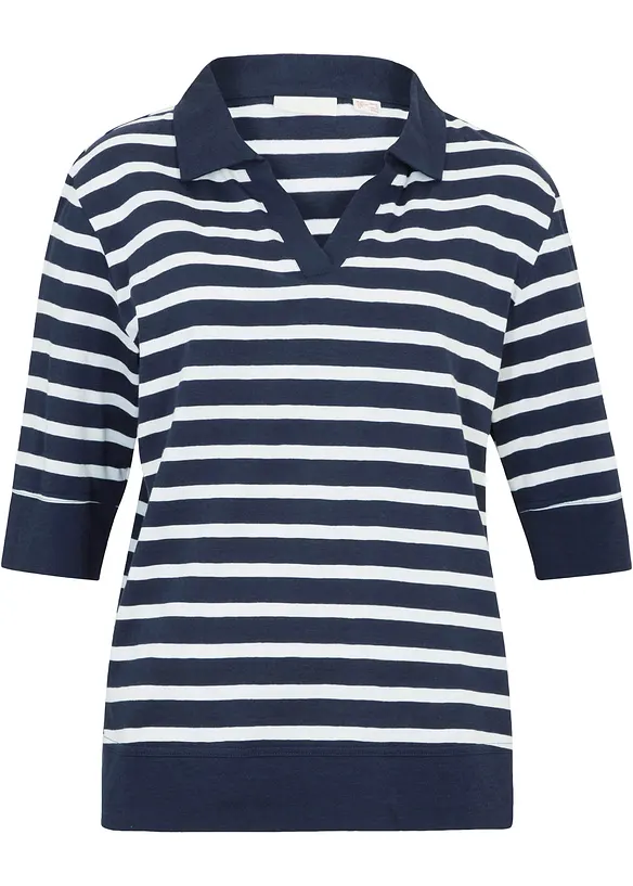 Poloshirt aus Baumwolle-Viskose-Mix in blau von vorne - bonprix