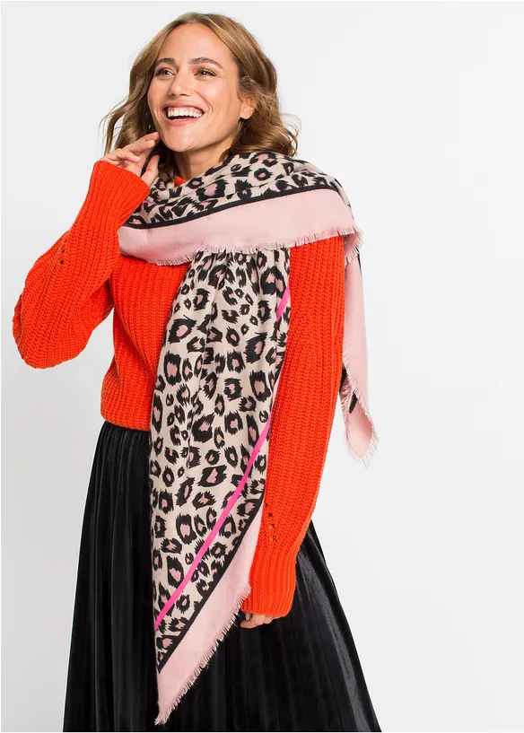 Leotuch mit Herzen in rosa von vorne (im Anschnitt) - bonprix
