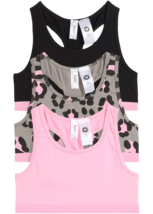 Bustier mit weicher Bio-Baumwolle (3er Pack) in rosa von vorne - bonprix