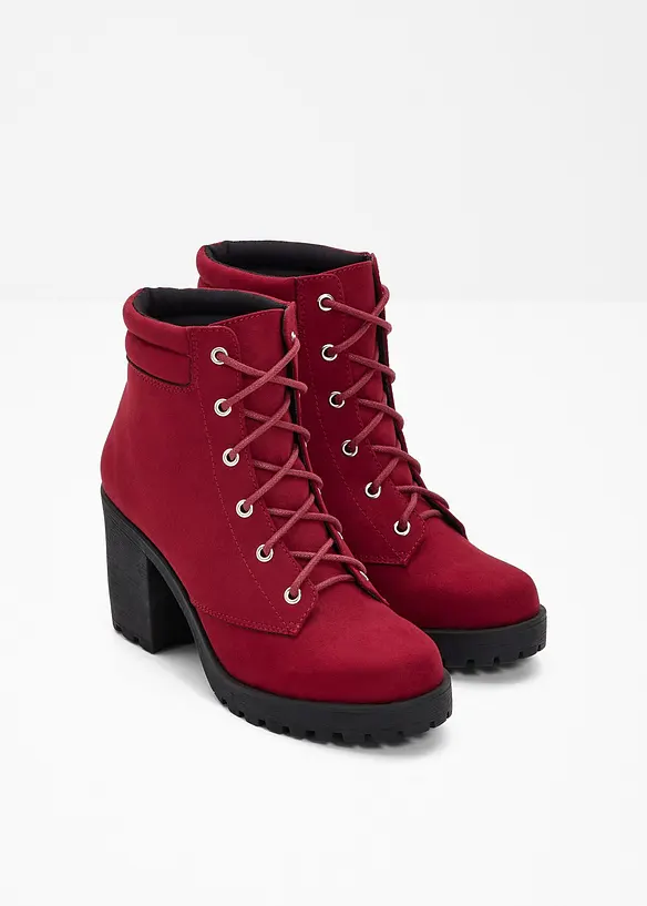Schnürboots mit Blockabsatz in rot - bonprix