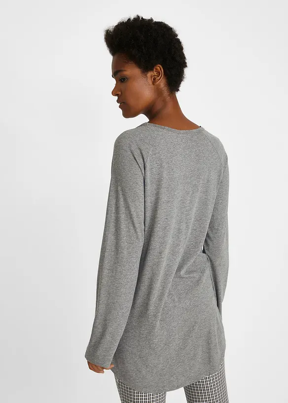 Oversize Longshirt mit Rundhalsausschnitt in grau von hinten (im Anschnitt) - bonprix
