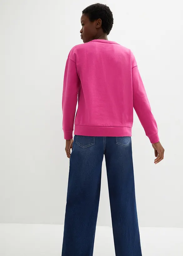 Sweatshirt mit Stickerei in pink von hinten (im Anschnitt) - bonprix