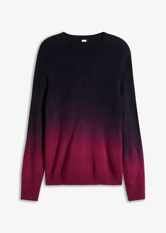 Feinstrickpullover in Regular-Fit in lila von vorne - bonprix