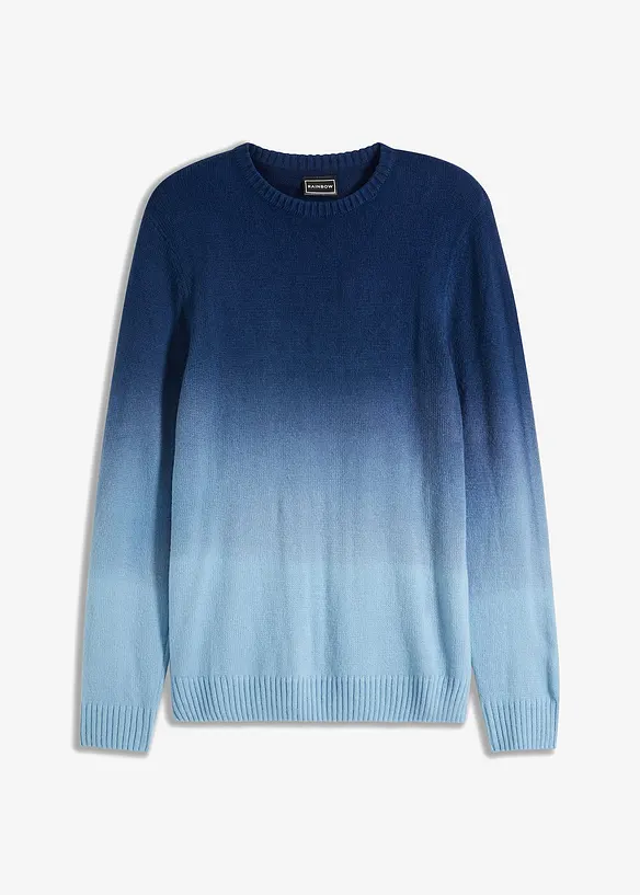 Feinstrickpullover in Regular-Fit in blau von vorne - bonprix