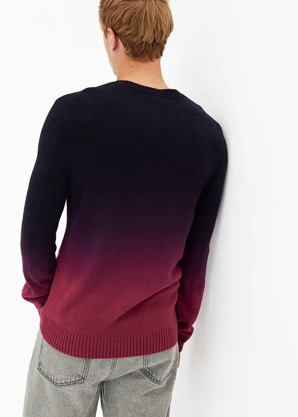 Feinstrickpullover in Regular-Fit in lila von hinten (im Anschnitt) - bonprix