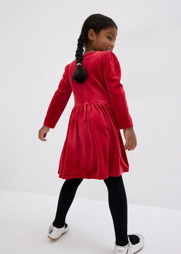 Ausgestelltes Samtkleid in rot von hinten (Totalaufnahme) - bonprix
