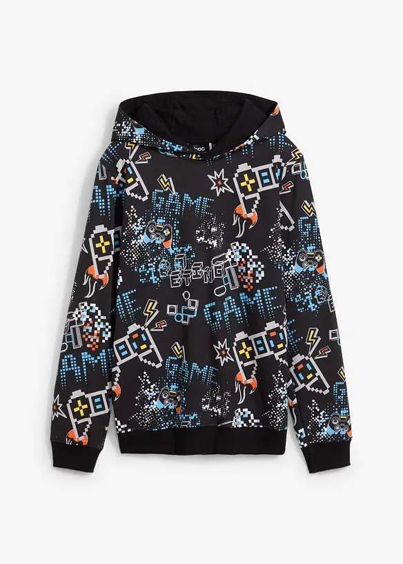Hoodie aus reiner Bio-Baumwolle in schwarz von vorne - bonprix