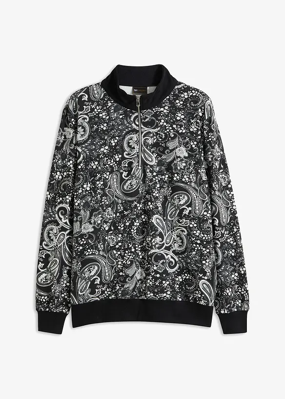 Troyer-Sweatshirt in schwarz von vorne - bonprix