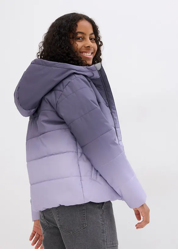 wasserdichte Funktionsjacke mit Kapuze in lila von hinten (im Anschnitt) - bonprix