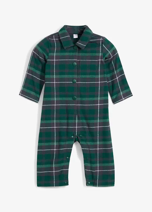 Baby Overall aus Flanell in grün von vorne - bonprix