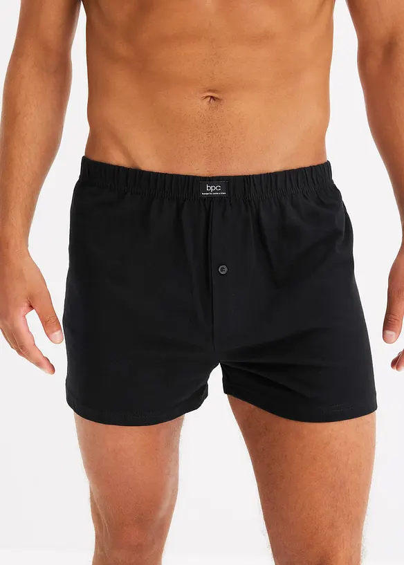 Lockere Jersey Boxershorts aus Baumwolle (5er Pack) in schwarz von vorne - bonprix