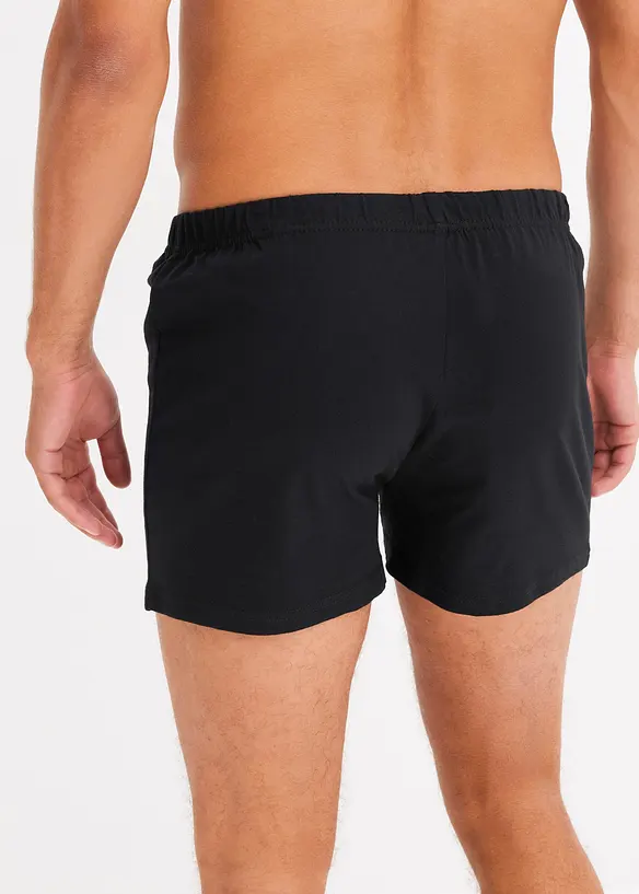 Lockere Jersey Boxershorts aus Baumwolle (5er Pack) in schwarz von hinten - bonprix