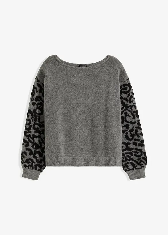 Pullover aus Strukturstrick in grau von vorne - bonprix