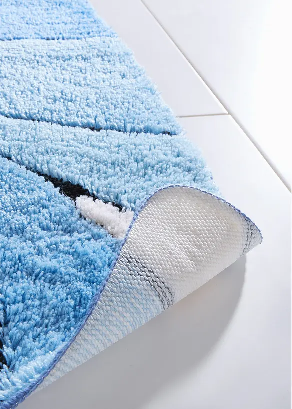 Badematte mit hohem Flor in blau Detailaufnahme vom Material - bonprix