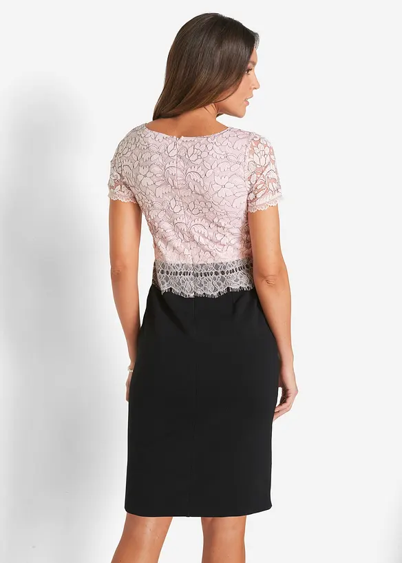 Kleid mit Spitze in schwarz von hinten (Totalaufnahme) - bonprix