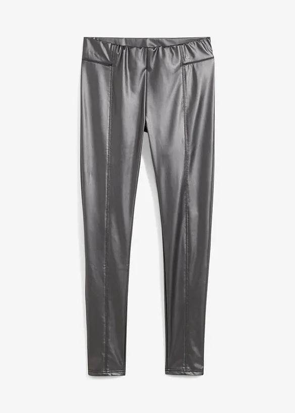 Leggings mit Metallic Effekt in grau von vorne - bonprix