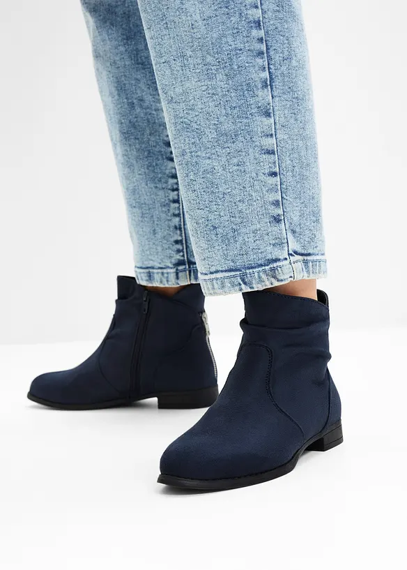 Stiefeletten mit Raffung in blau - bonprix