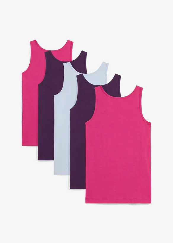 Unterhemd mit weicher Baumwolle (5er Pack) in lila von hinten - bonprix