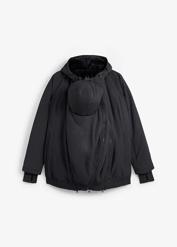 3-in-1 Umstands- und Tragejacke mit zwei Einsätzen in schwarz von vorne - bonprix