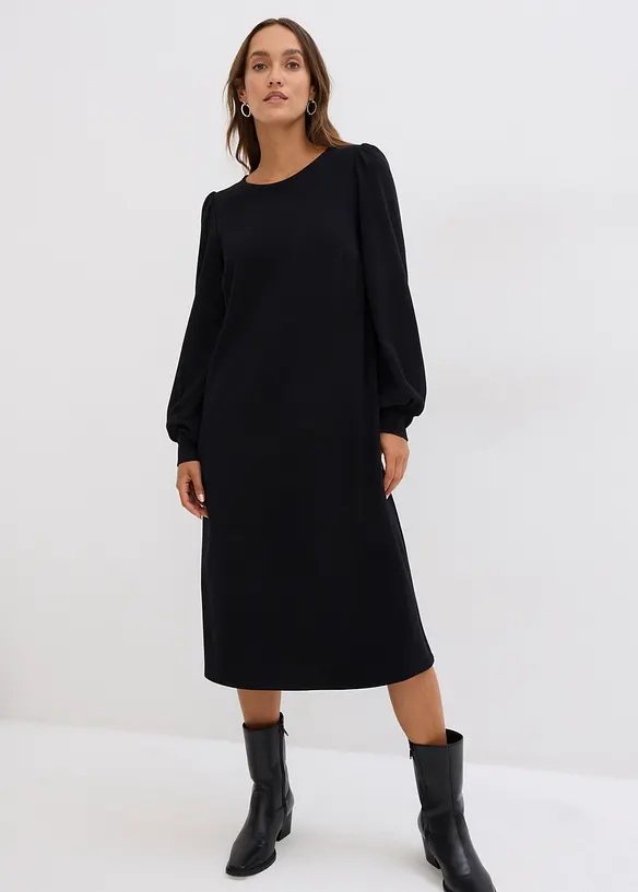 Jerseykleid aus Punto di Roma in schwarz von vorne (Totalaufnahme) - bonprix Jerseykleid aus Punto di Roma in schwarz von vorne (Totalaufnahme) - bonprix